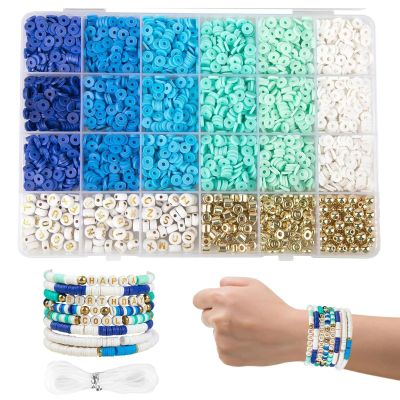 3000 pcs Blue Polymer Clay Beads Set