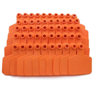 dfEDRd Ear Tags, Pack of 100 for Livestock, 6 x 7.5 cm, Pin, Orange