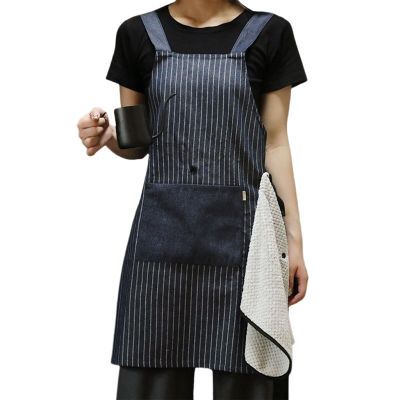 GHJrtHFJ Apron, Cooking Apron with Crossed Back Straps and Removable Towel, Brown (Grey)