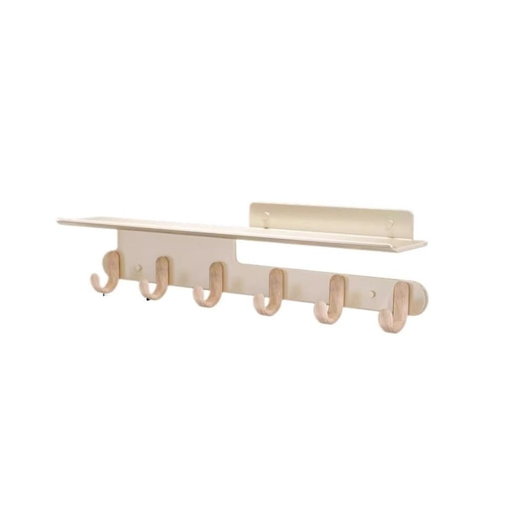 Zeng25liangOu-12 White Wall-Mounted Coat Rack with 12 Hooks