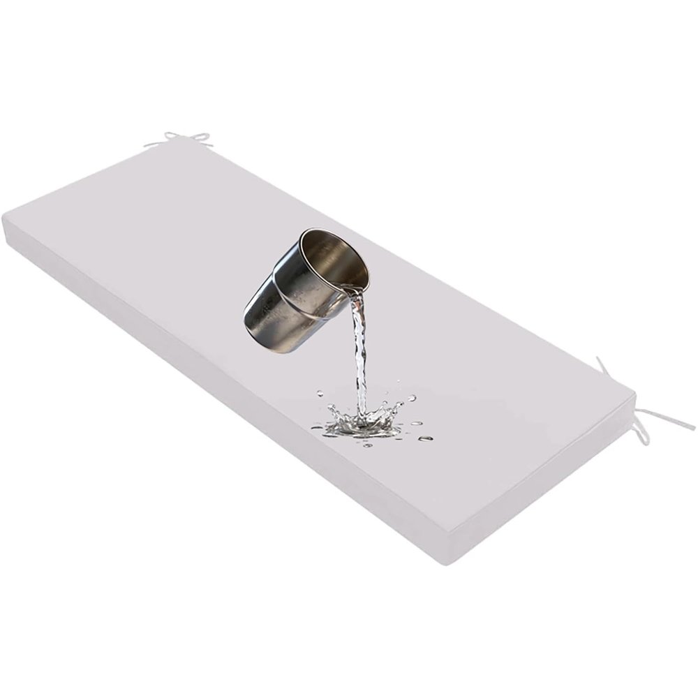 PLCIVSA Waterproof Outdoor Bench Cushion, Light Gray, 60 x 45 x 5 cm
