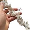 40X Pearl Flower Embroidered Lace Trim Ribbon (Ivory) view 1
