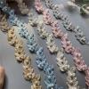 40X Pearl Flower Embroidered Lace Trim Ribbon (Ivory) view 2