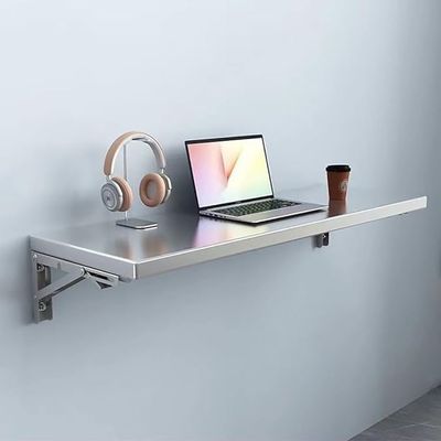 Folding Stainless Steel Wall Table, Floating Desk, 80 x 20 cm (32 x 8 in)
