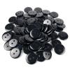 50 Transparent 15mm Plastic Buttons with 2 Holes (Black) view 1