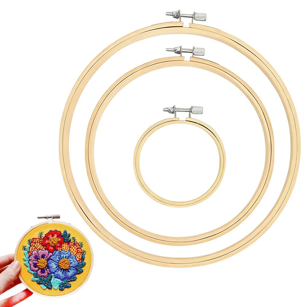 3-Piece Bamboo Embroidery Hoop Set