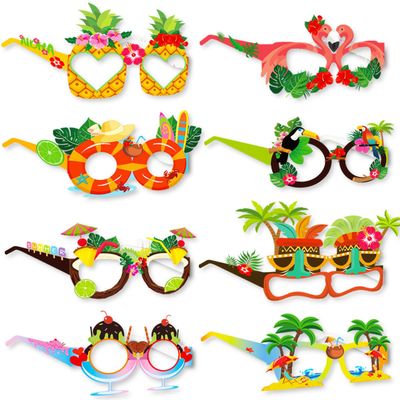 Catelves 8-Piece Funny Paper Party Sunglasses, Hawaii Decor Photo Booth Accessories for Adults