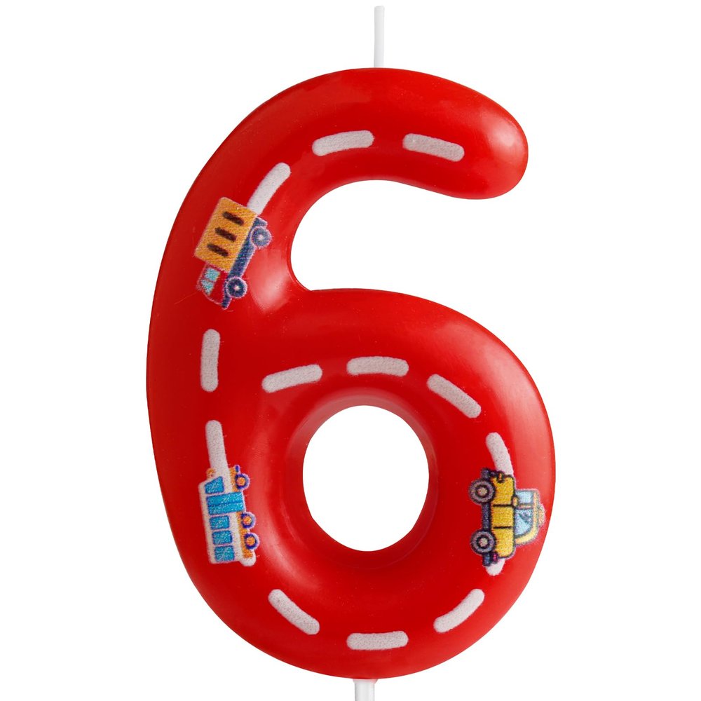 Racing Cars Number Candle 6