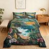 Tropical 4-Season Duvet Set 135 x 200 cm, No Duvet Cover, 1 Pillowcase 80 x 80 cm, Reversible Beach Palm Quilted Blanket – SE3220 view 2