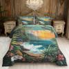 Tropical 4-Season Duvet Set 135 x 200 cm, No Duvet Cover, 1 Pillowcase 80 x 80 cm, Reversible Beach Palm Quilted Blanket – SE3220 view 4