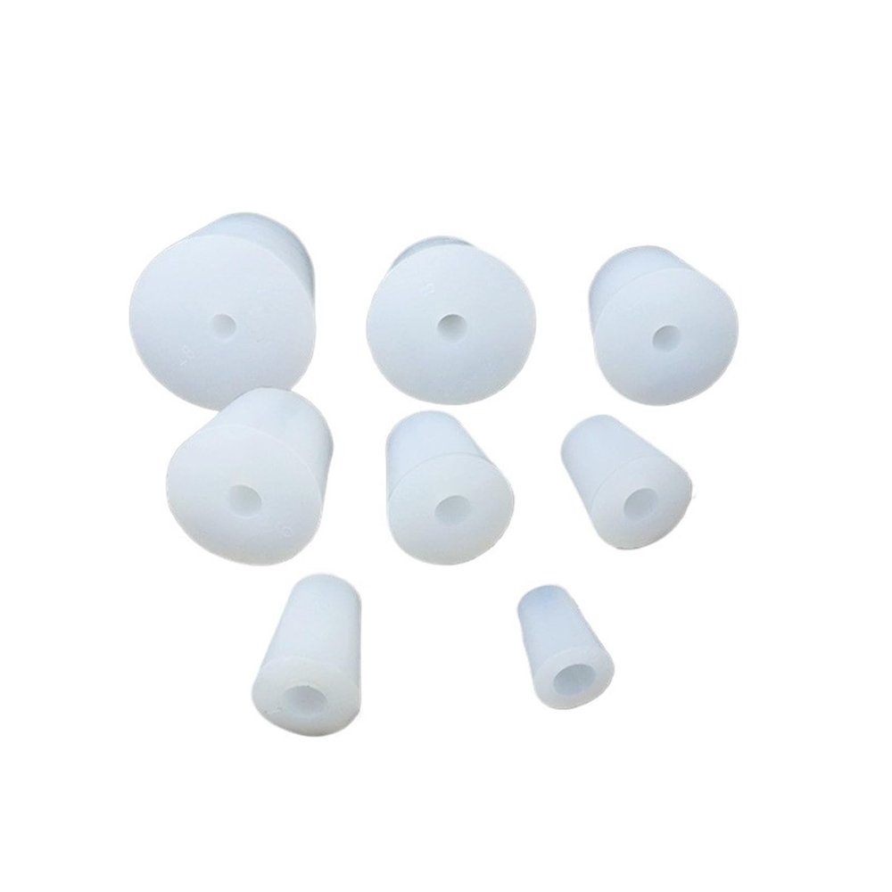 6-Piece Single-Hole Silicone Test Tube Stoppers, Perforated Rubber Plugs (19 x 6 mm)