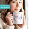 SpecialMe Personalized Coffee Mug with Custom Name and Text, Leaf Wreath, White with Navy Interior view 2