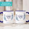 SpecialMe Personalized Coffee Mug with Custom Name and Text, Leaf Wreath, White with Navy Interior view 3