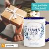 SpecialMe Personalized Coffee Mug with Custom Name and Text, Leaf Wreath, White with Navy Interior view 4