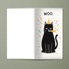 WBdesignz 2-Pack Sarcastic Birthday Cards with Envelopes, Black Cat and Confetti, "WOO.", A6 view 2