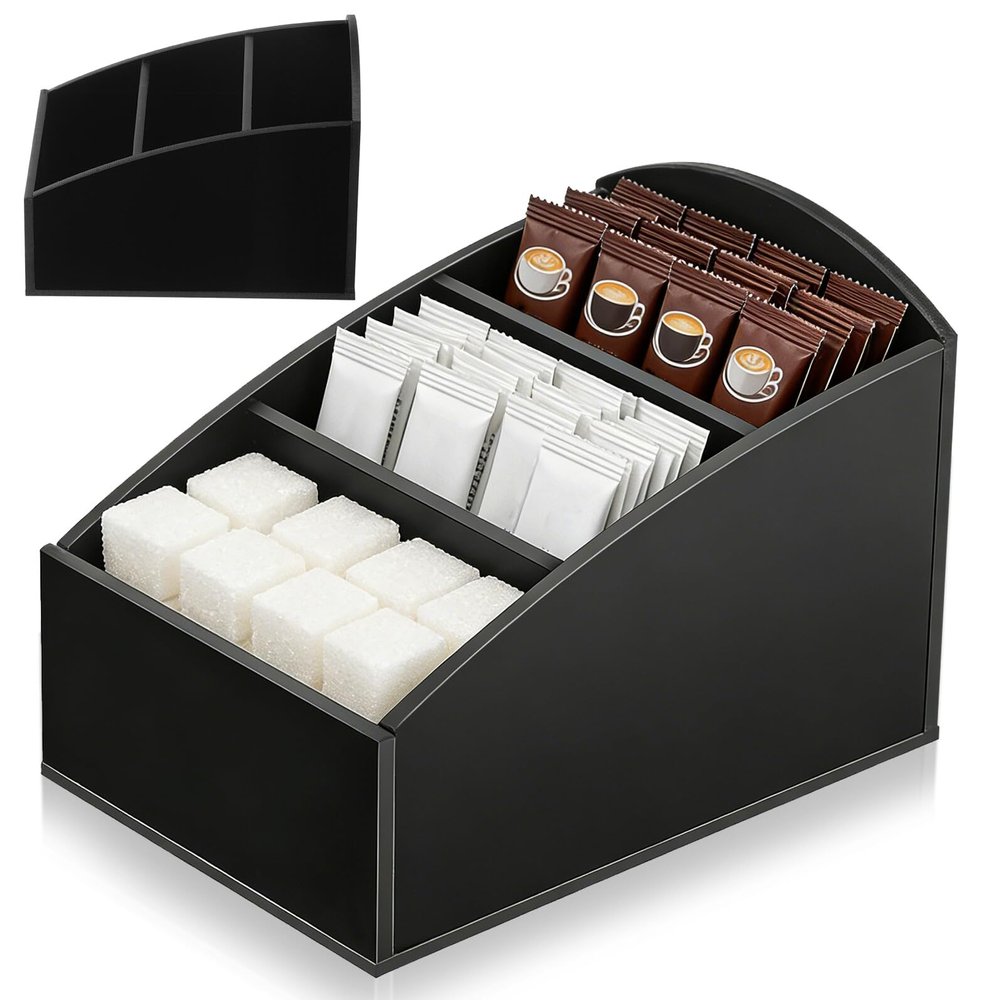 HINTRMENT Acrylic Coffee Holder, 2-Piece Set with 3 Compartments for Coffee Stations