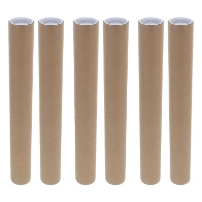 NULYLU Kraft Paper Shipping Tubes with Plastic Caps, 6-Pack