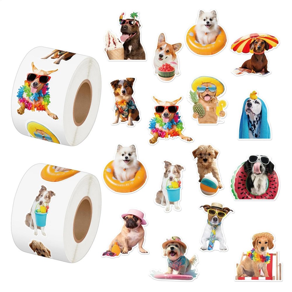 Dog Stickers for Kids - 500 Pack, 2 Rolls