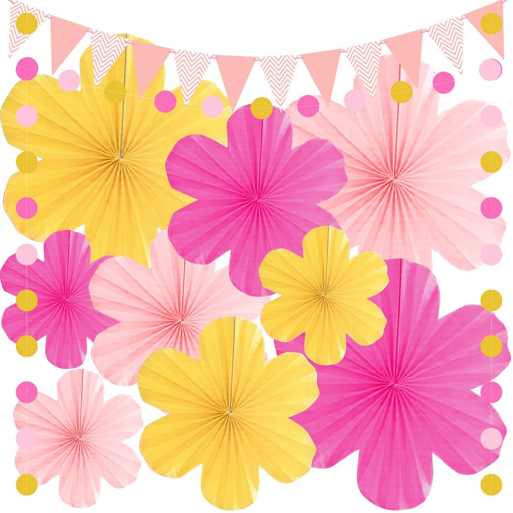 9-Piece Paper Fan Decoration Set