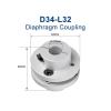 1 Pc Aluminum Alloy Diaphragm Coupling D34-L32 LK3-C34 | Single Diaphragm Coupling for Stepper Motor Connection Sleeve (6x8 mm) view 2