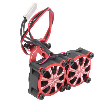 Naroote Motor Cooler with Dual Fans for 1/10 RC Cars, Temperature Sensor, for Brushed 540/550 and Brushless 3650/3660 Motors, Aluminum Alloy (Red)