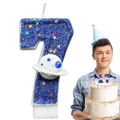 Blue Planet Number Candle