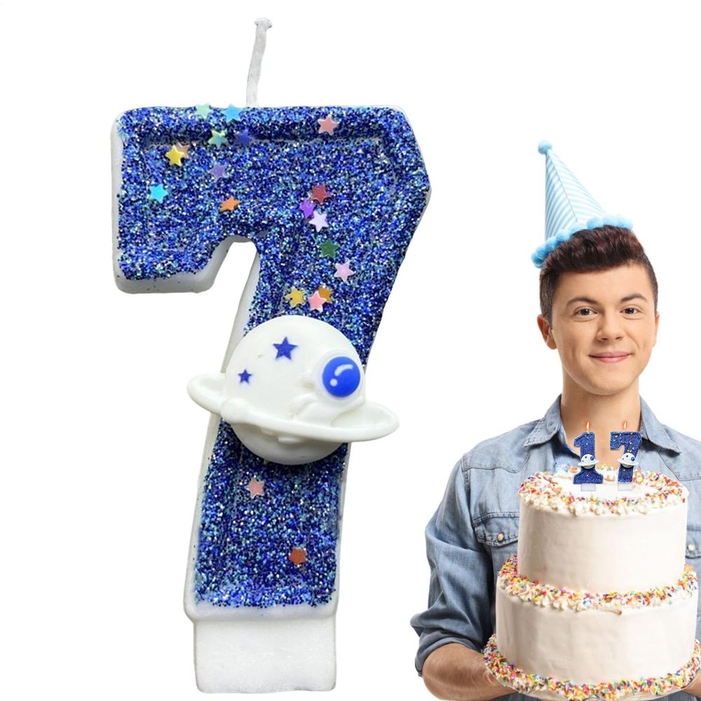 Blue Planet Number Candle