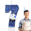 Blue Planet Number Candle view 1