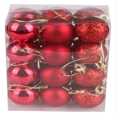 Glitter Christmas Ornaments for Trees, Red, 4 cm