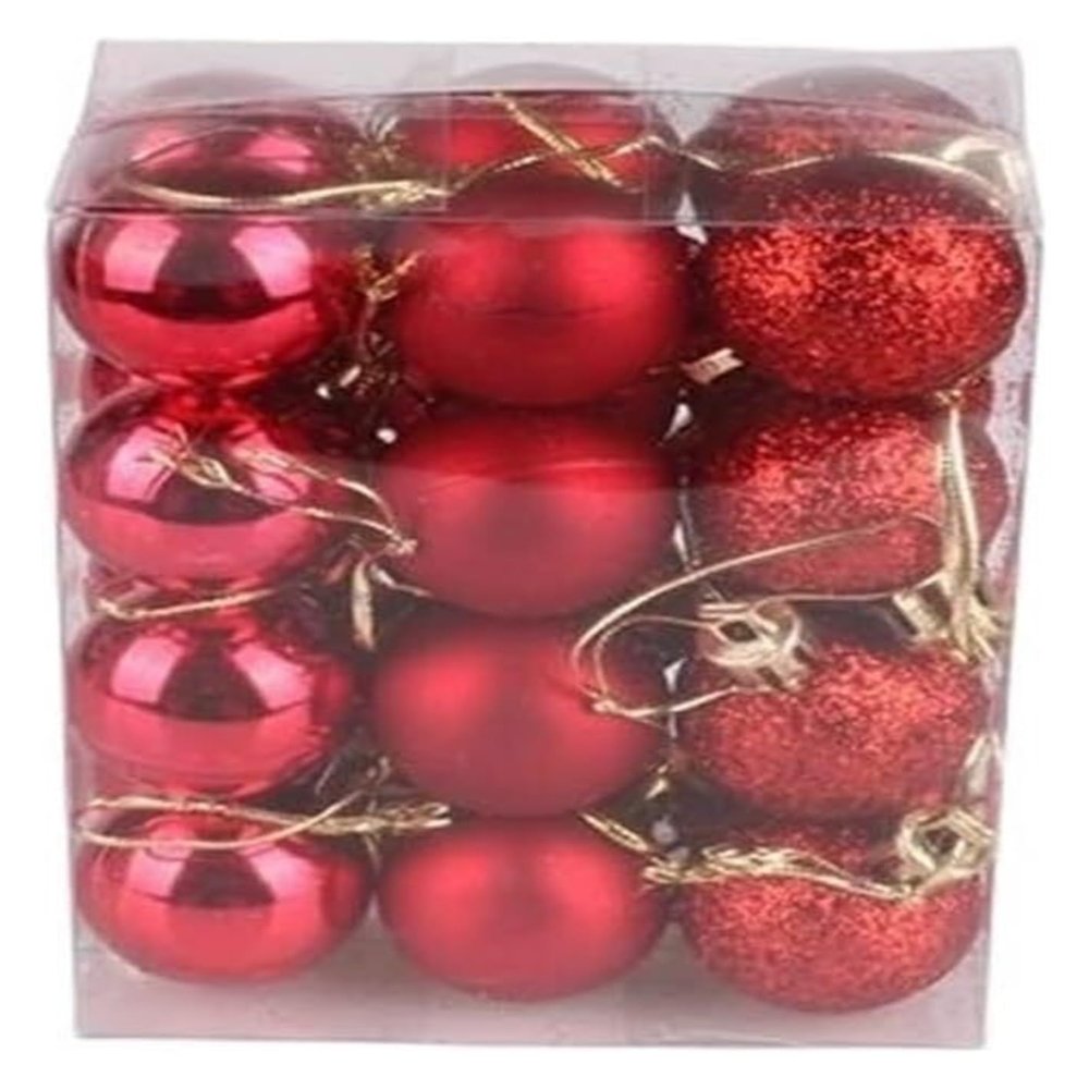 Glitter Christmas Ornaments for Trees, Red, 4 cm