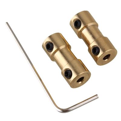 MTADSBKFP Rigid Screw Coupling, Brass Shaft Coupling for Motor Gearboxes, Gold-Tone, 26 mm, with Wrench (2 pcs, 2 mm/2 mm)
