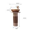 XUJUAN-0227 Retro Pedestal Bathroom Sink with Faucet and Drain Set view 3