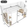 Loft Bed 90 x 200 cm with Stairs, Safety Rail, LED and Storage, Black/White view 2