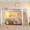 Loft Bed 90 x 200 cm with Stairs, Safety Rail, LED and Storage, Black/White view 3