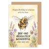 Edition Seidel Premium Birthday Greeting Card with Envelope – English “Happy Birthday,” Bee Queen Design (G4431 LBW26) view 1