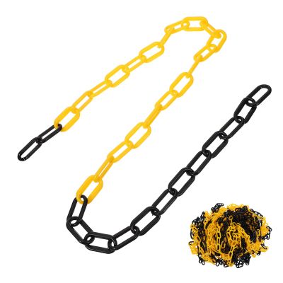 25 m Yellow and Black Plastic Chain, 6 mm, Safety Barrier Chain