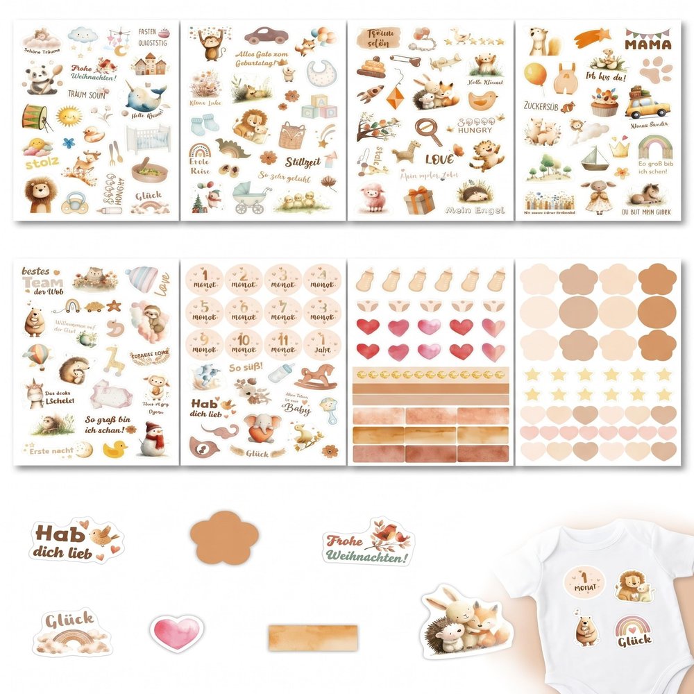 Luxorium 8 Sheets Baby Stickers Scrapbook Set