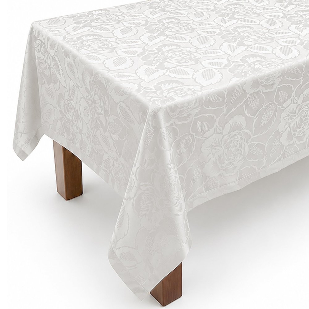 DecoHomeTextil Rosalia Retro Tablecloth, White, 160 x 320 cm