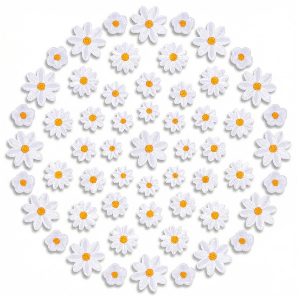 SHENLIU 48-Piece Daisy Iron-On Patches
