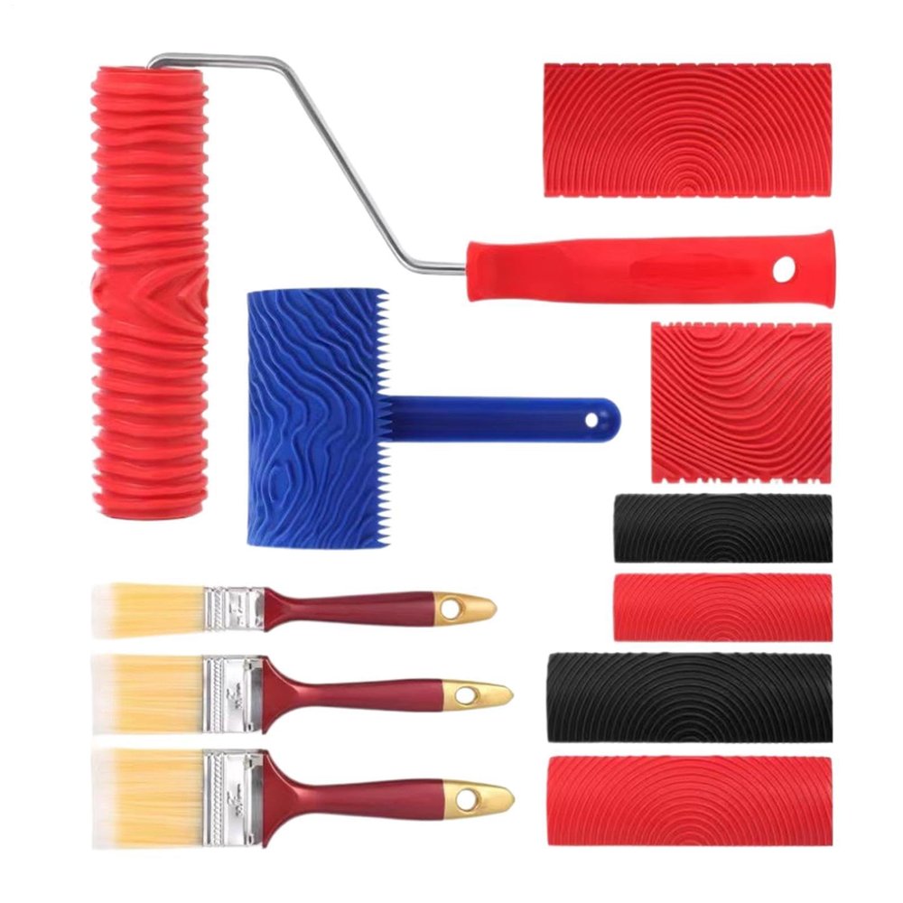 11-Piece Wood Grain Tool Set with Handle