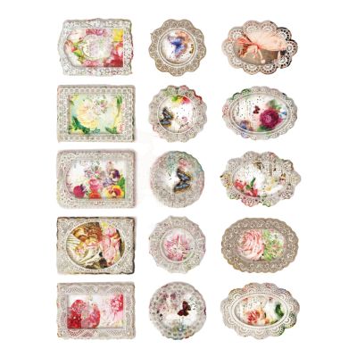 Sonew 45-Piece Retro Lace Stickers for Scrapbooking