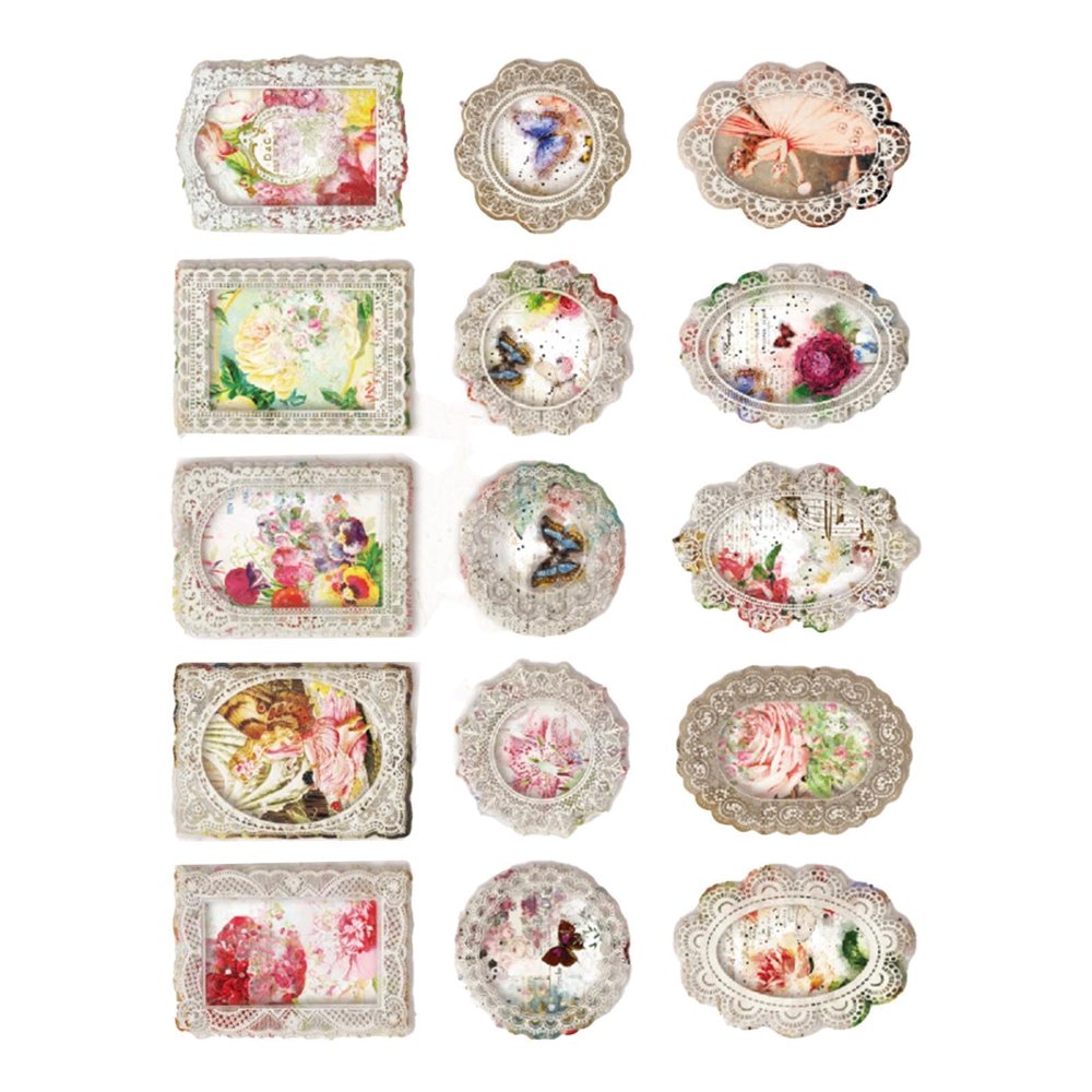 Sonew 45-Piece Retro Lace Stickers for Scrapbooking