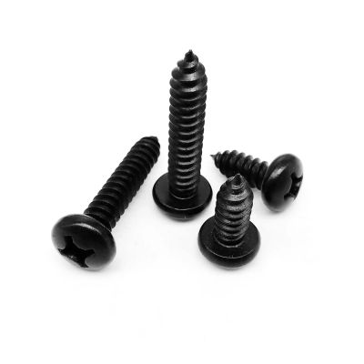 M1.4–M6 Black Zinc-Plated 304 A2-70 Stainless Steel Phillips Pan-Head Self-Tapping Wood Screws (50 mm, M5, 10 pcs)