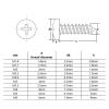 M1.4–M6 Black Zinc-Plated 304 A2-70 Stainless Steel Phillips Pan-Head Self-Tapping Wood Screws (50 mm, M5, 10 pcs) view 4