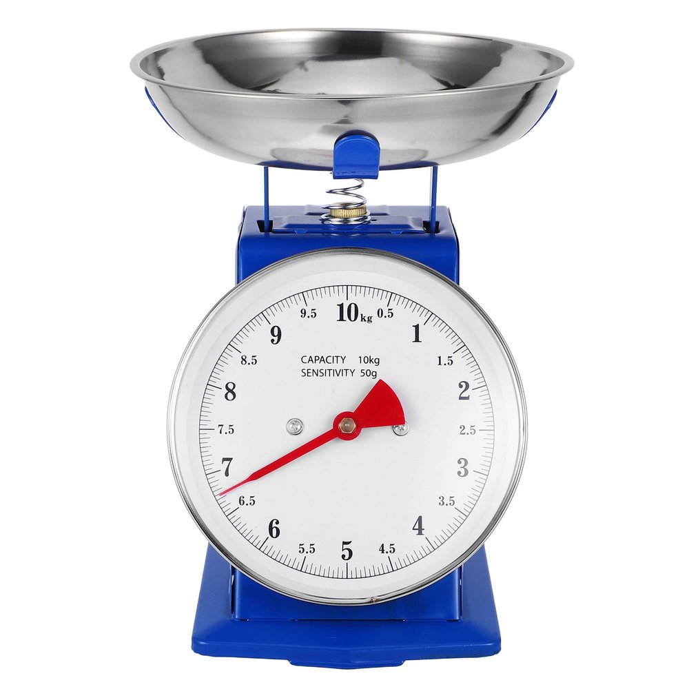 Vintage Mechanical Kitchen Scale, Stainless Steel and Iron, 10 kg