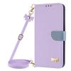 TQmchun Armor Phone Lanyard Case for Samsung Galaxy A16, Detachable Lanyard with Magnetic Closure, Flip Case with Card Holder and Stand, Purple view 1