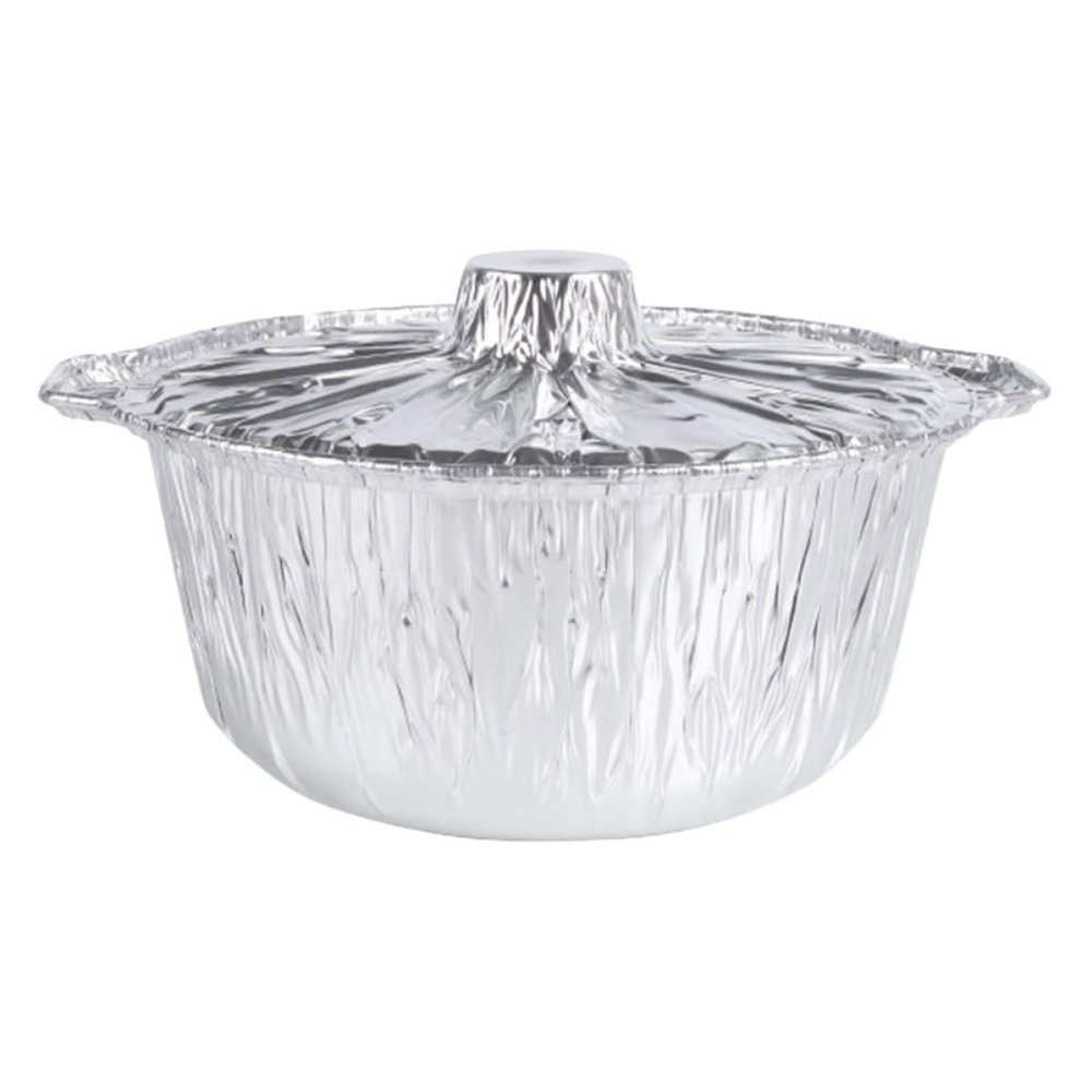 UKCOCO Round Aluminum Foil Disposable Baking Pan with Lid for BBQ and Oven 3000 ml