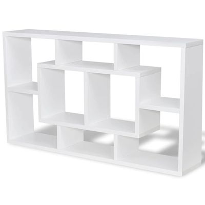 Qnhdfrt White Melamine Wall-Mounted Shelf with 8 Compartments