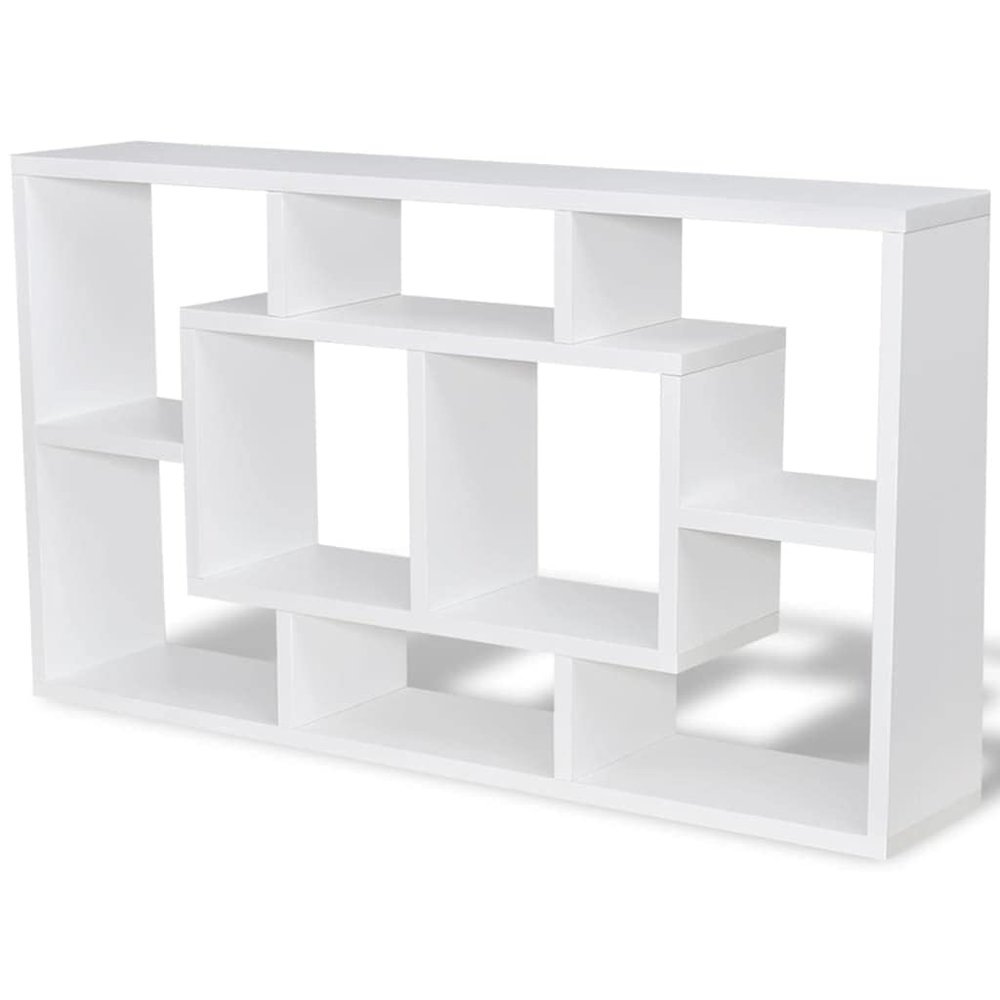 Qnhdfrt White Melamine Wall-Mounted Shelf with 8 Compartments