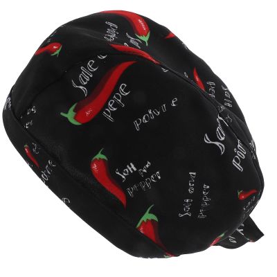 KAJNBN Cotton Chef Hat with Chili Design for Kitchen Staff